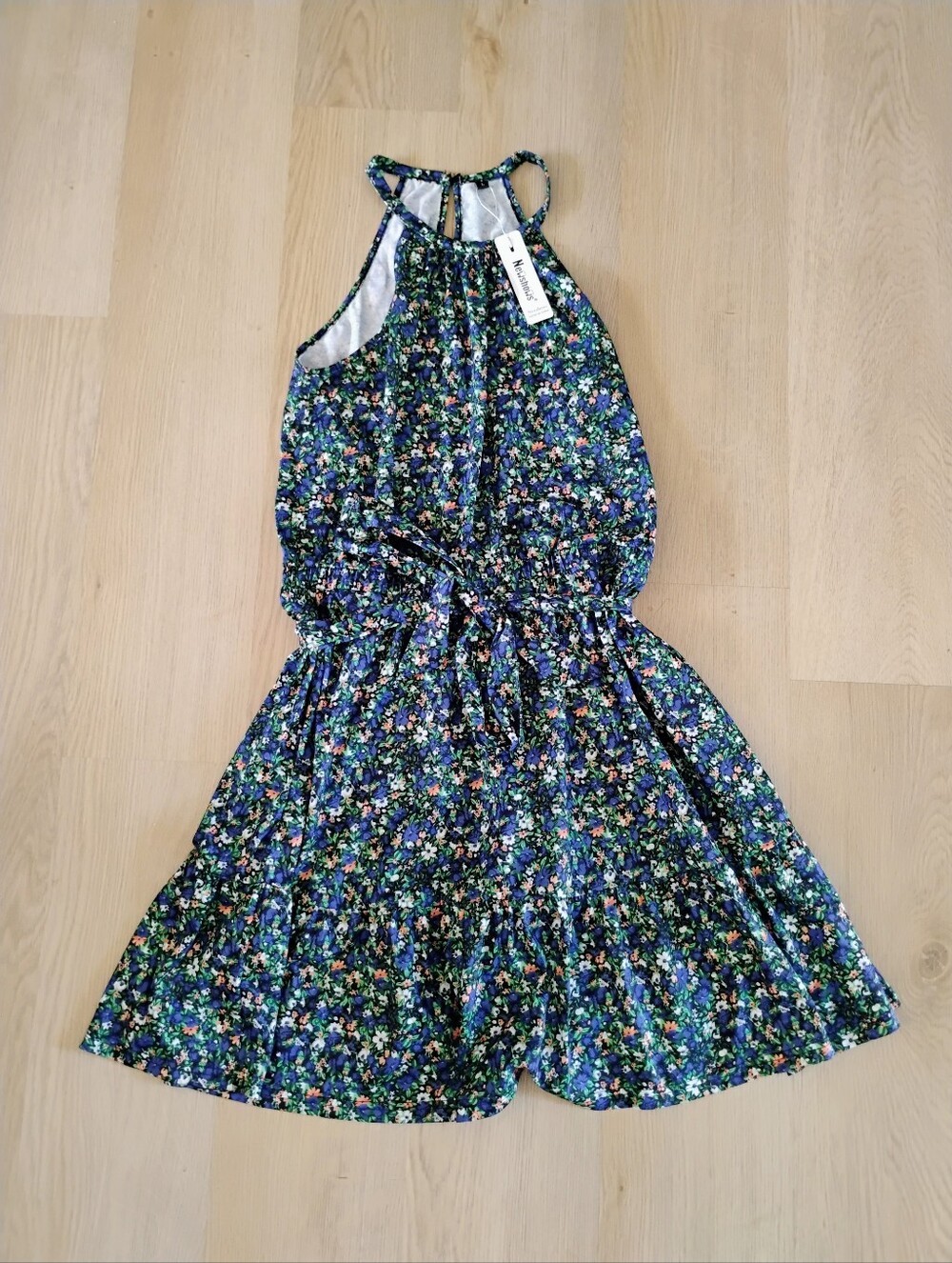 Floral Halter Neck Dress - Navy Multi